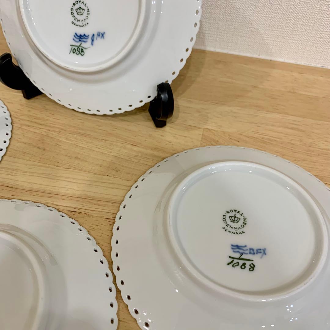 ロイヤルコペンハーゲン ブルーフルーテッド フルレース 6インチ プレート 4枚