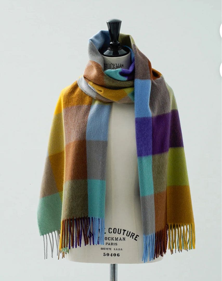 希少 ジョシュアエリス 美品 大判ストール カシミア マルチ 70×190