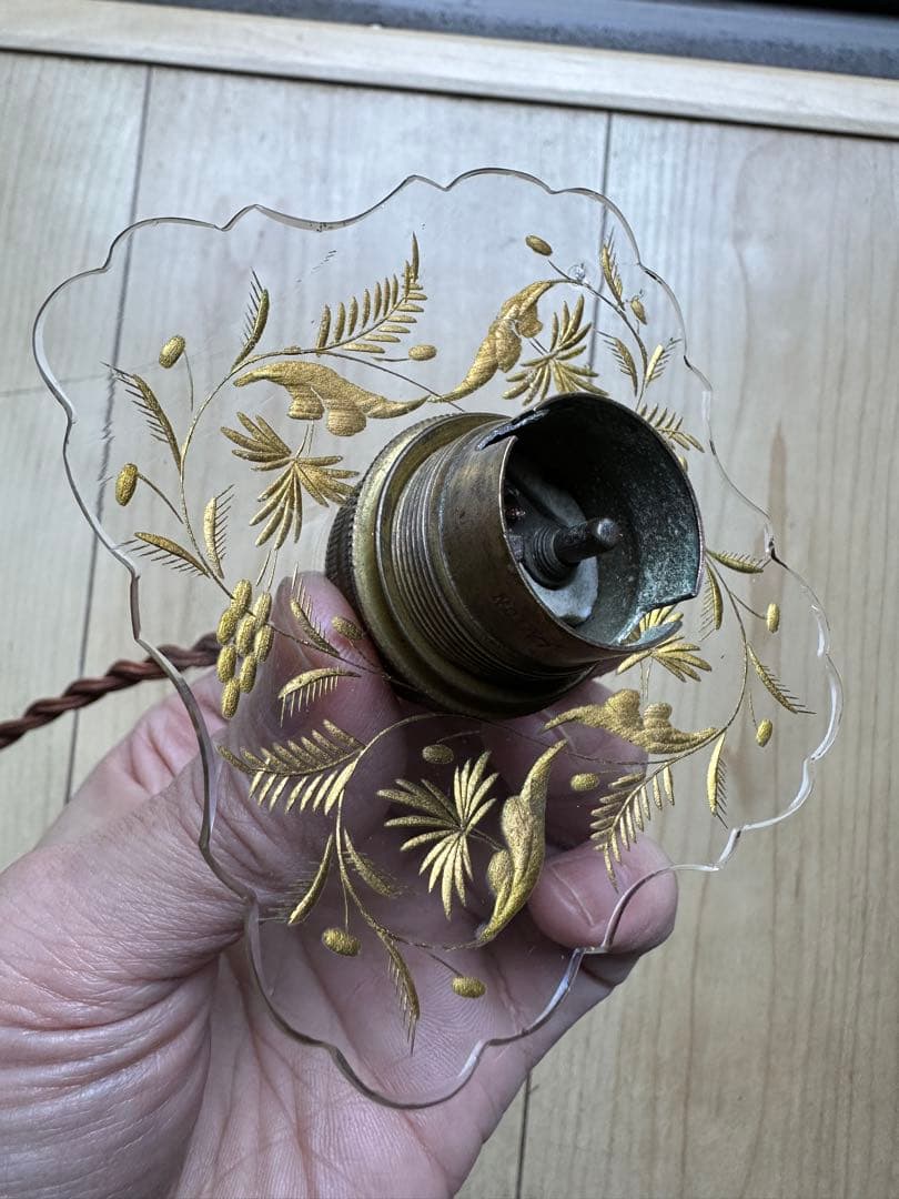 1900's フランス アンティーク 金箔で絵付けされた美しいアトリエランプ＊