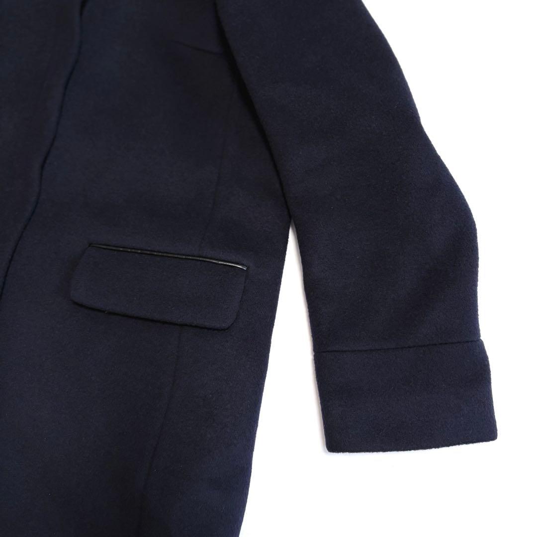 人気☆定価4.7万 IENA二重織りシャルムフードコクーンコート ネイビー 40