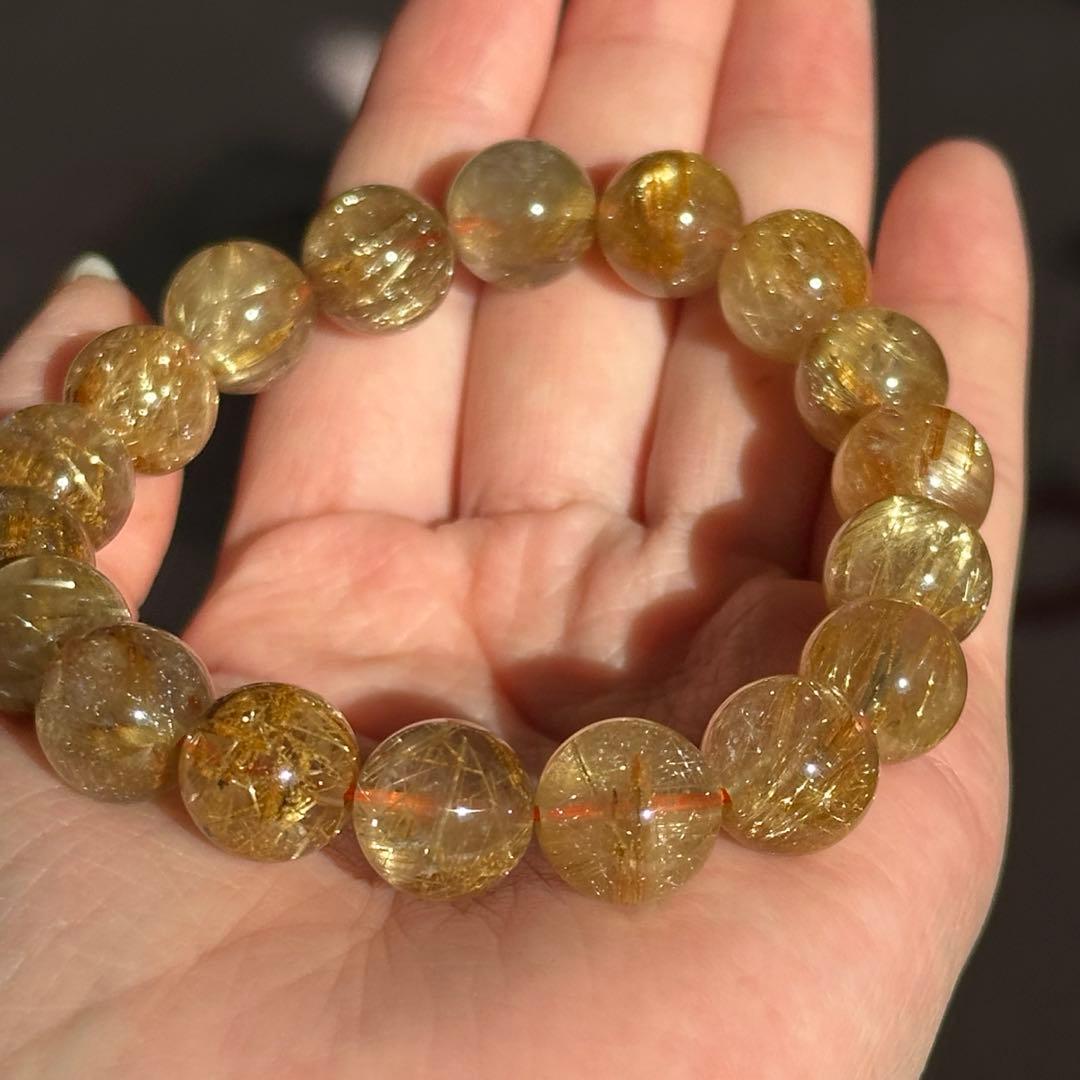 【超破格】期間限定 最高品質 タイチン ルチルクォーツ 11.5-12mm 金運