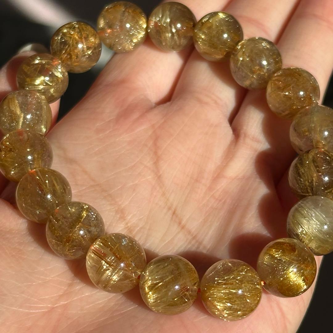 【超破格】期間限定 最高品質 タイチン ルチルクォーツ 11.5-12mm 金運