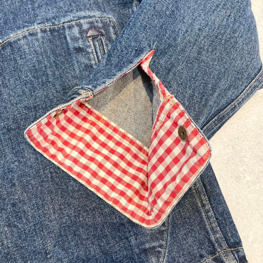 【美品】papas パパス　デニム　ジャケット　チェック