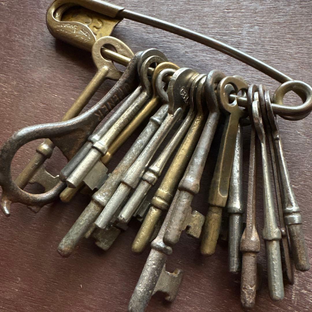 スケルトンキー／ランドリーピン／アンティーク／USA