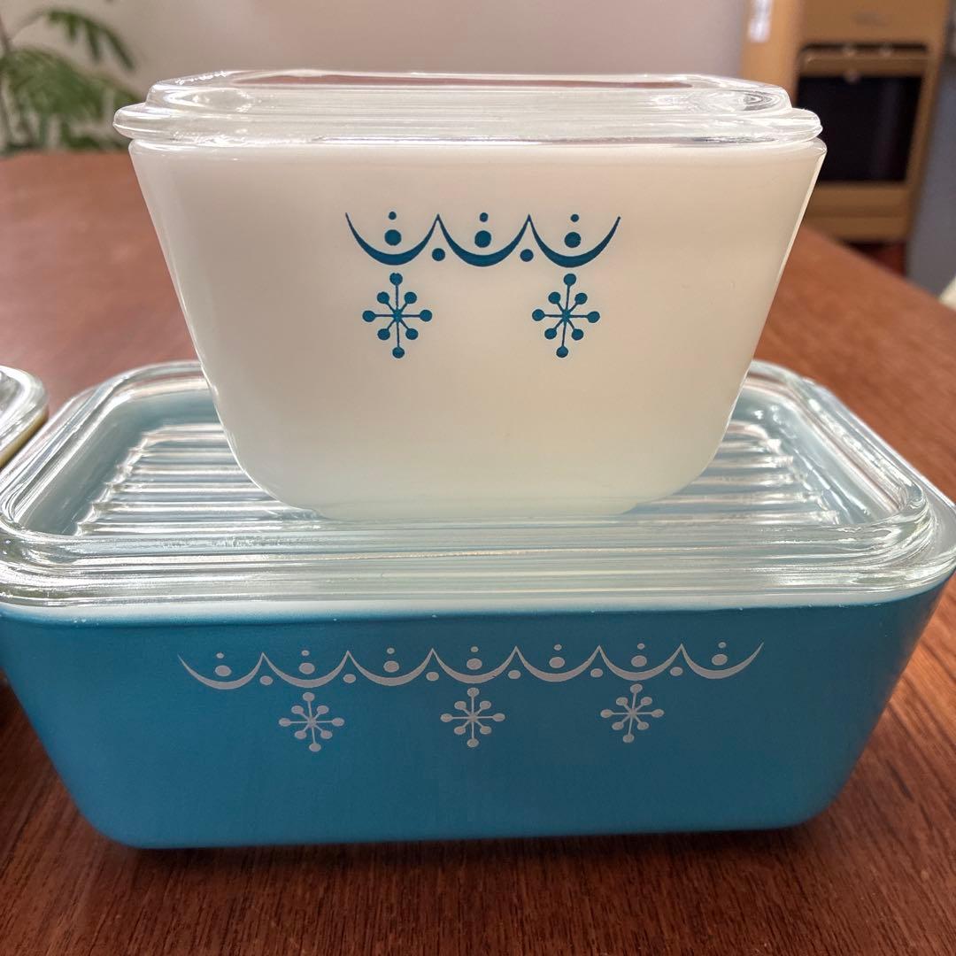 オールドパイレックスガラス保存容器セット デイジーとスノーフレーク