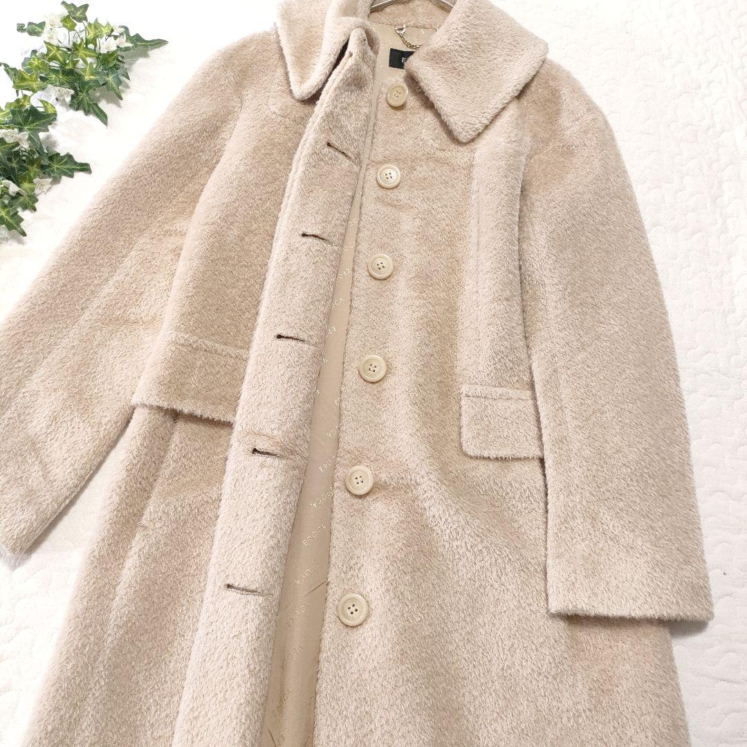 美品✨EPOCA　アルパカ＆ウール　ビッグカラーロングコート　ベージュ　40