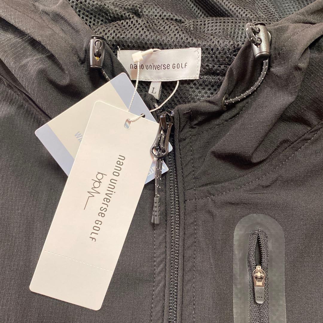 【新品未使用】ナノユニバース ゴルフ 撥水 ナイロンリップ フード ブルゾン L