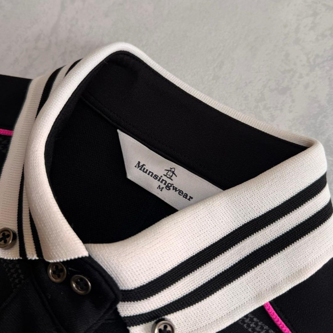 【美品】マンシングウェア ノースリーブ ワンピース ゴルフウェア M ブラック