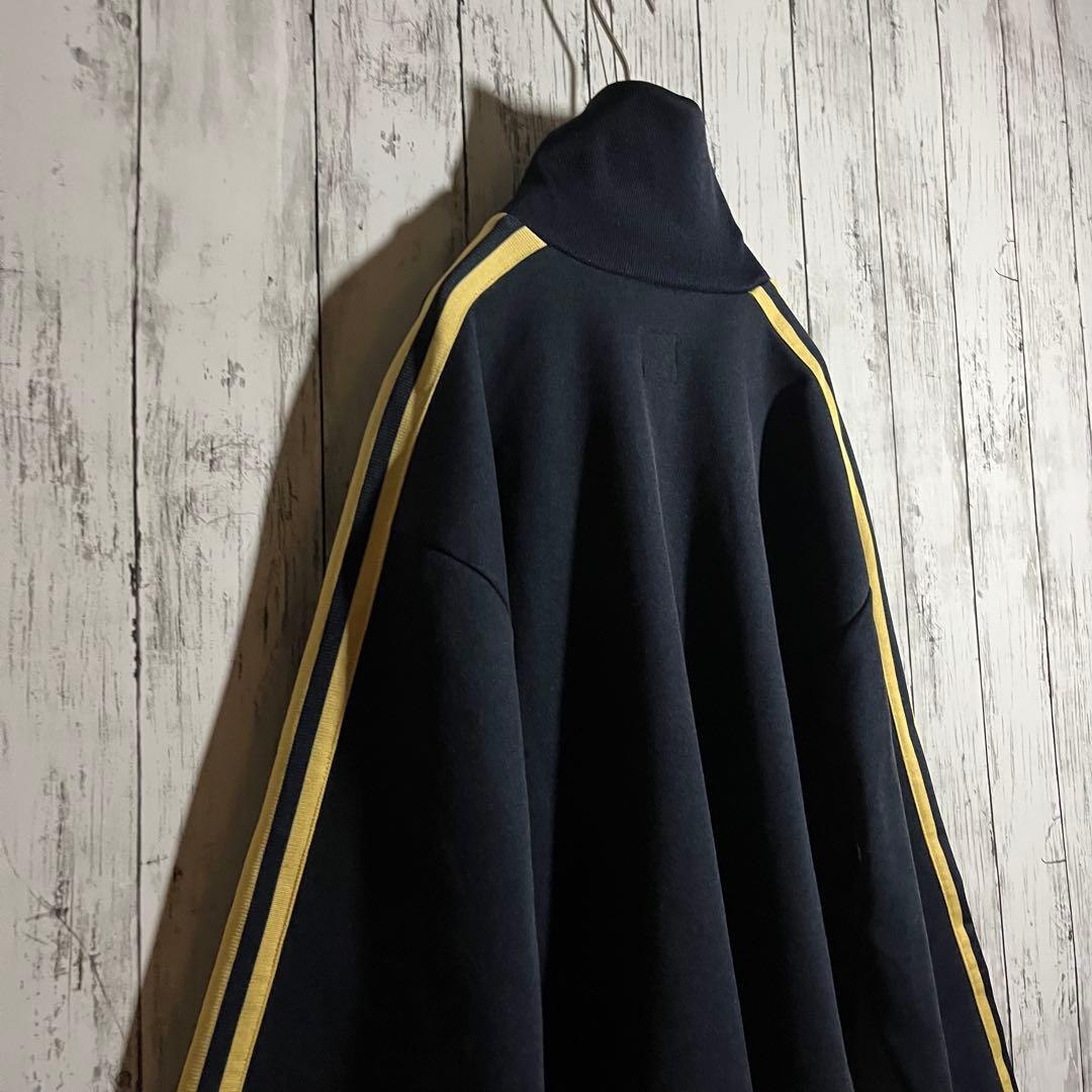【希少】adidas トラックジャケット　トレフォイルロゴなし黒タグXL紺