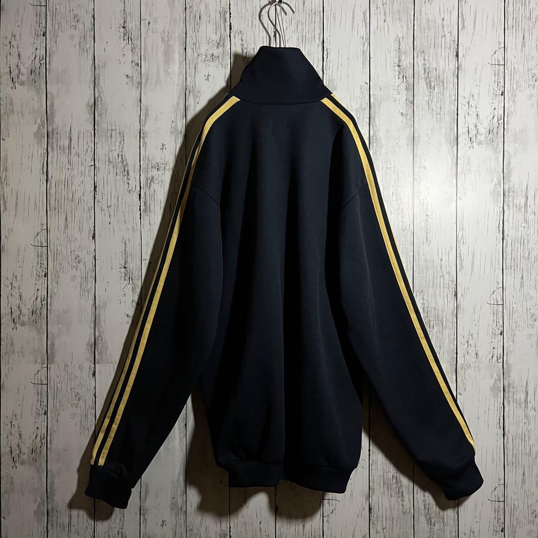 【希少】adidas トラックジャケット　トレフォイルロゴなし黒タグXL紺
