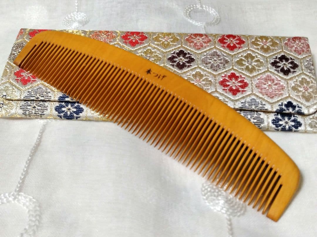【未使用】本つげ櫛　お六ぐし　16.5cm