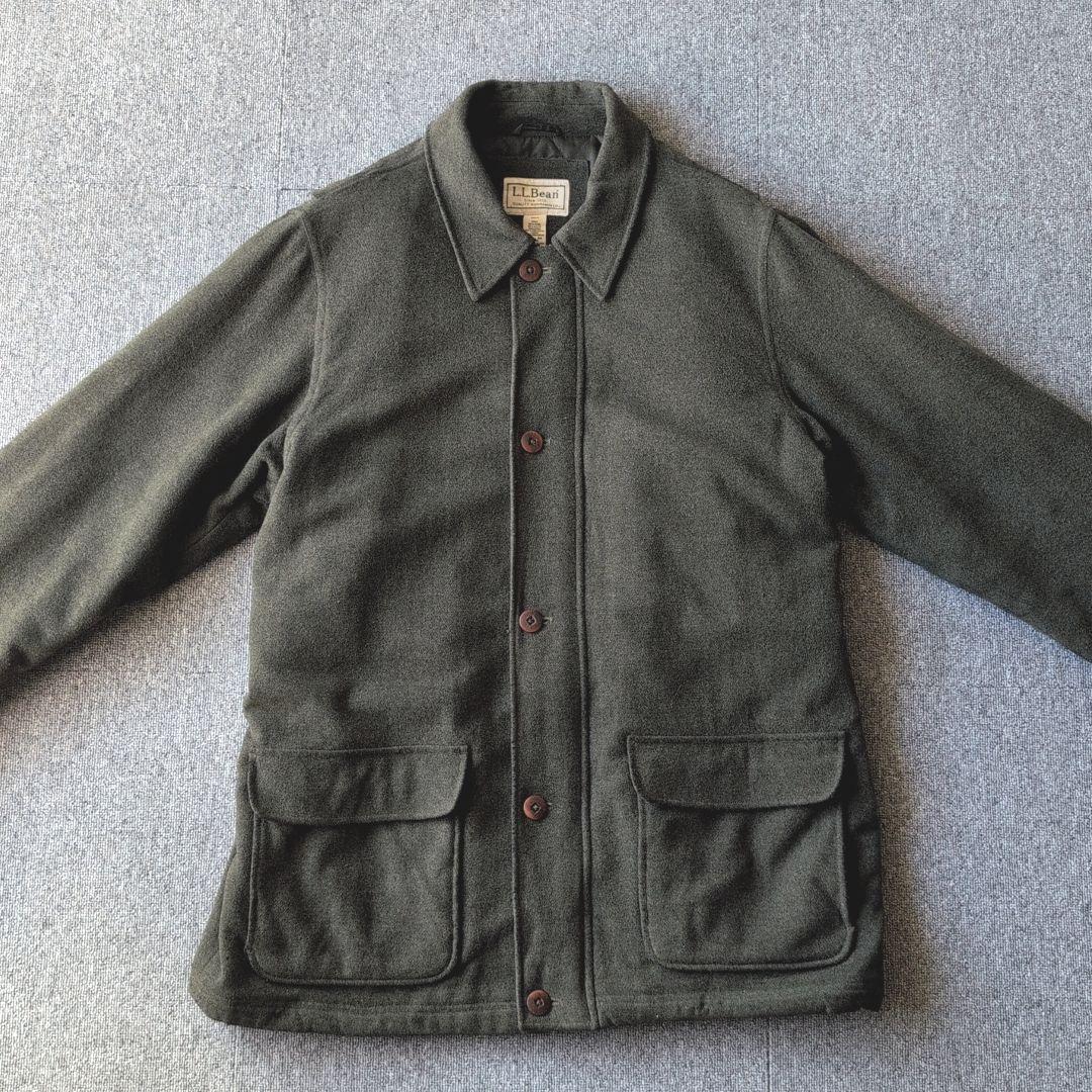 90s L.L.Bean ウール ハーフコート ジャケット オリーブ 古着 XL