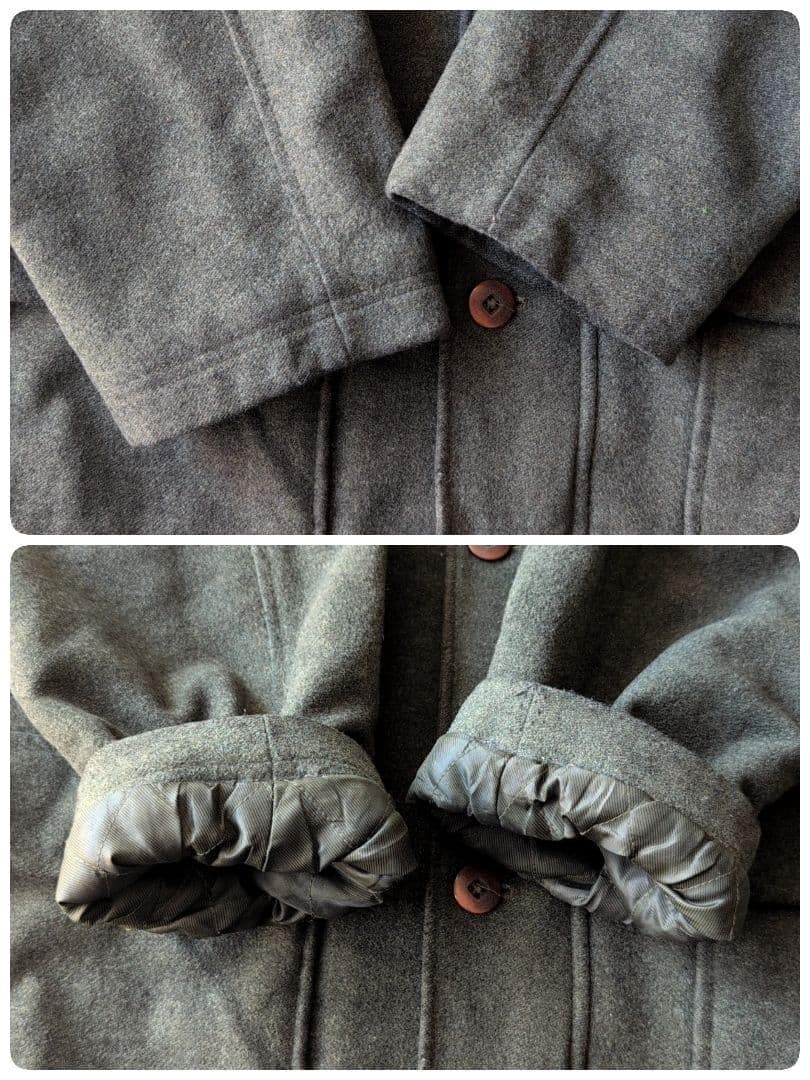 90s L.L.Bean ウール ハーフコート ジャケット オリーブ 古着 XL