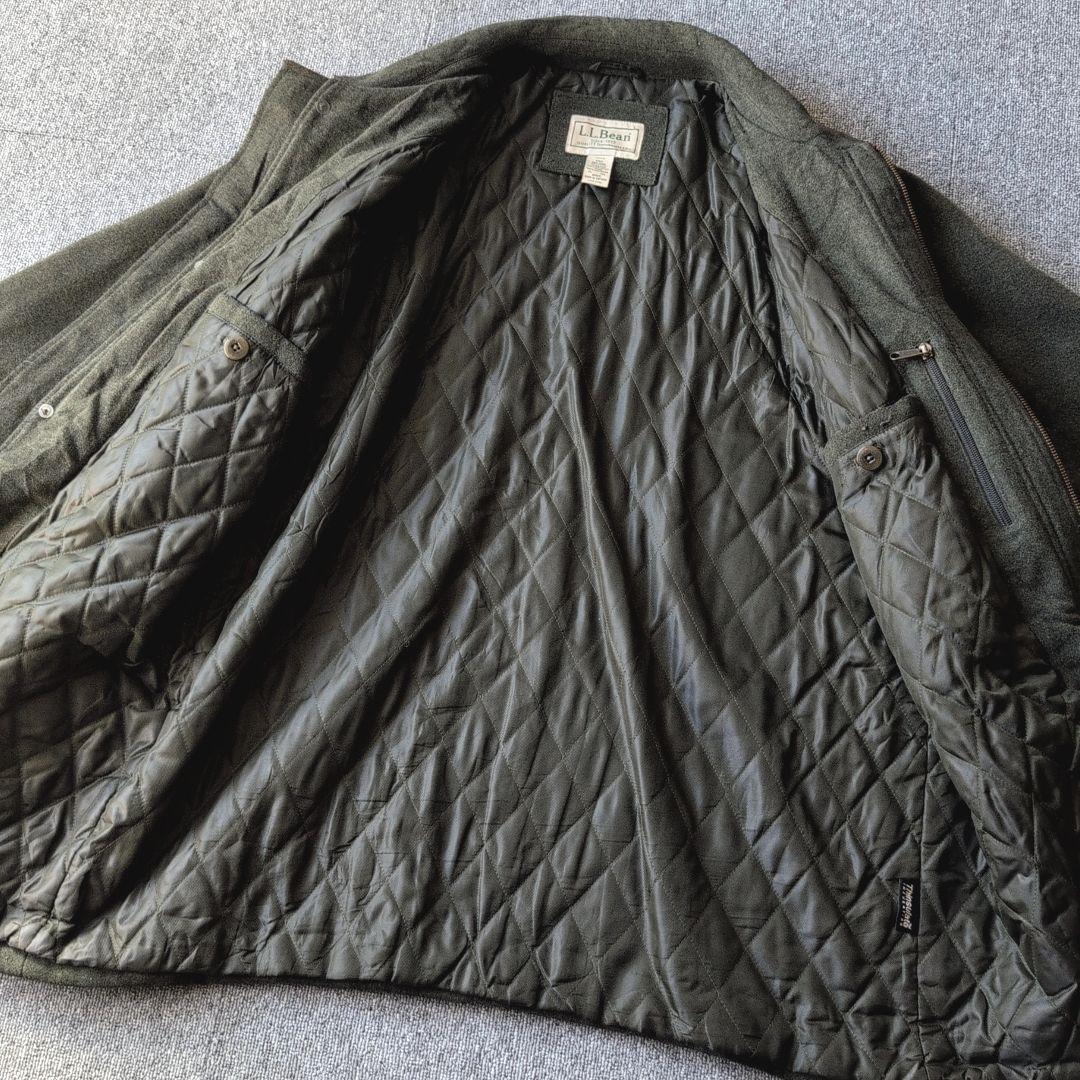 90s L.L.Bean ウール ハーフコート ジャケット オリーブ 古着 XL