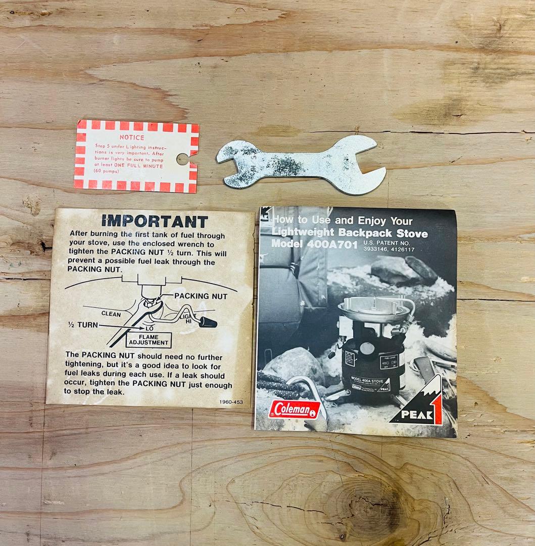 未使用に近い coleman シングルバーナー PEAK1 400A701