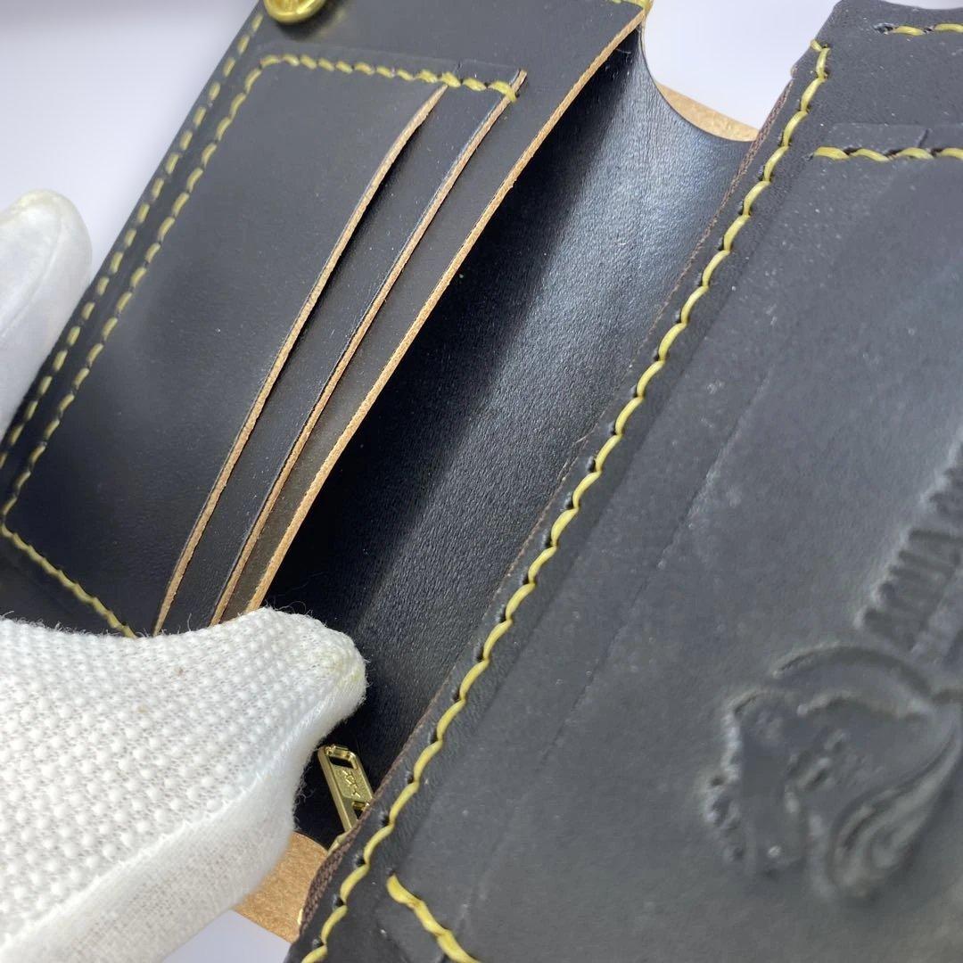 無骨！お札折らずに収納できる無骨な手染めミドルトラッカーウォレット BTW