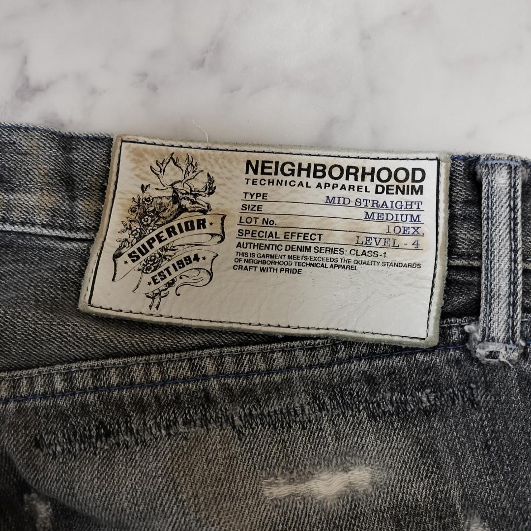 ネイバーフッド ビヨンドサベージミッドストレートデニム M ジーンズ ダメージ