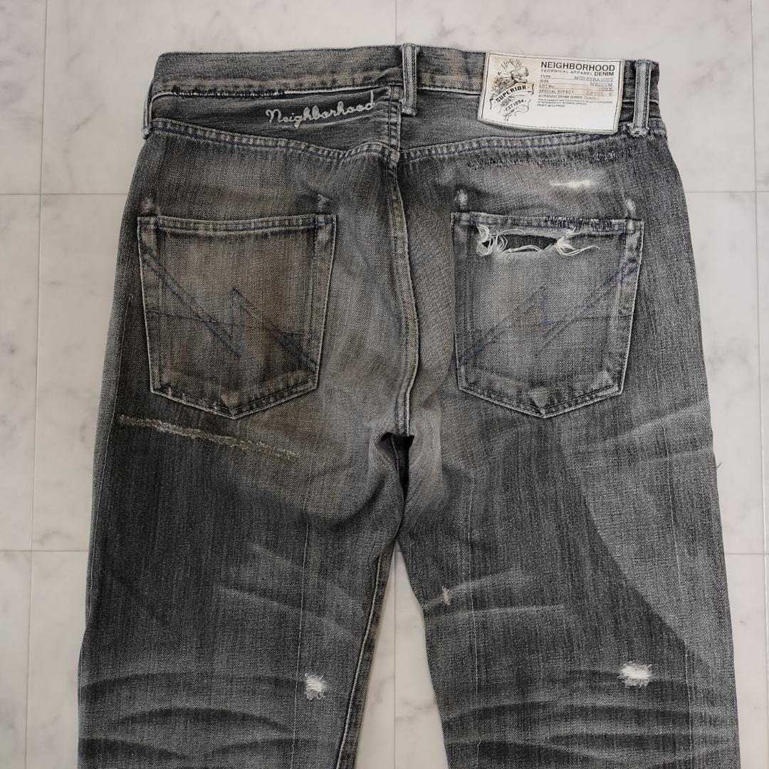 ネイバーフッド ビヨンドサベージミッドストレートデニム M ジーンズ ダメージ