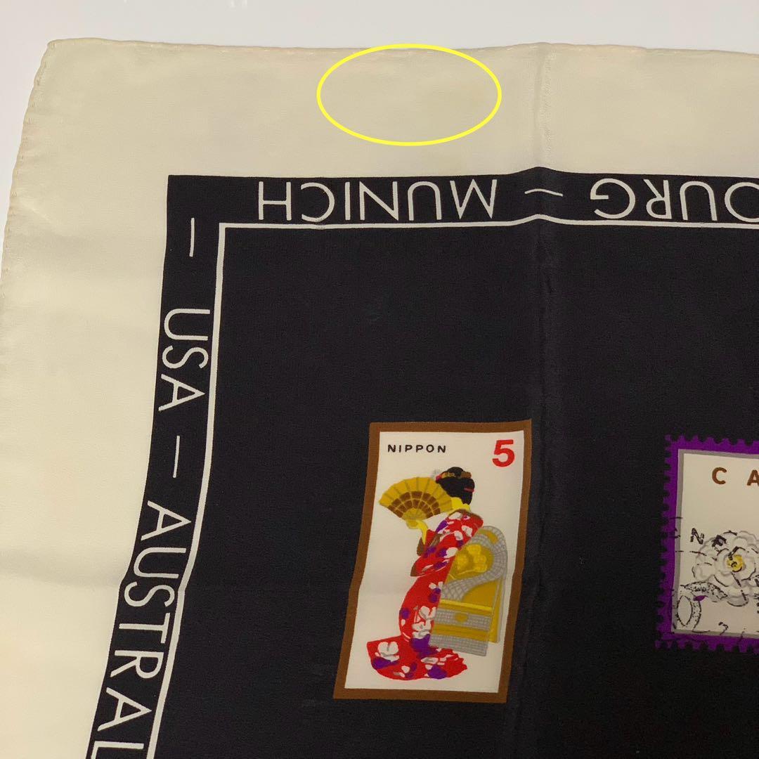 シャネル 大判スカーフ 切手モチーフ スタンプ シルク100% イタリア製