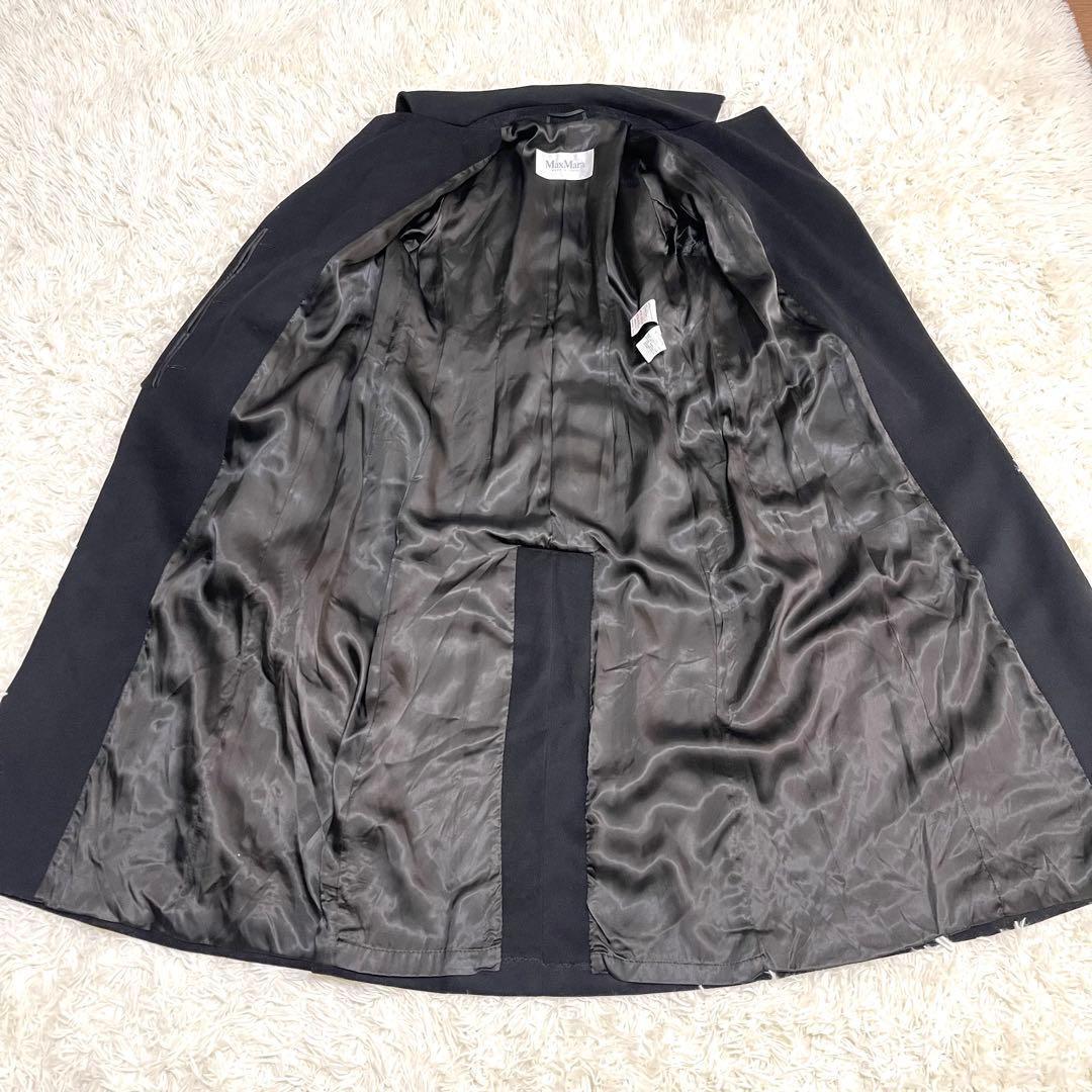 【Max Mara】白タグ　マックスマーラ 比翼ボタン　ロングコート 黒