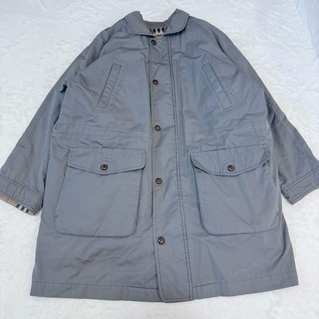 美品✨バーバリーズ　ステンカラーコート　ノバチェック　ライナー付き　グレー M