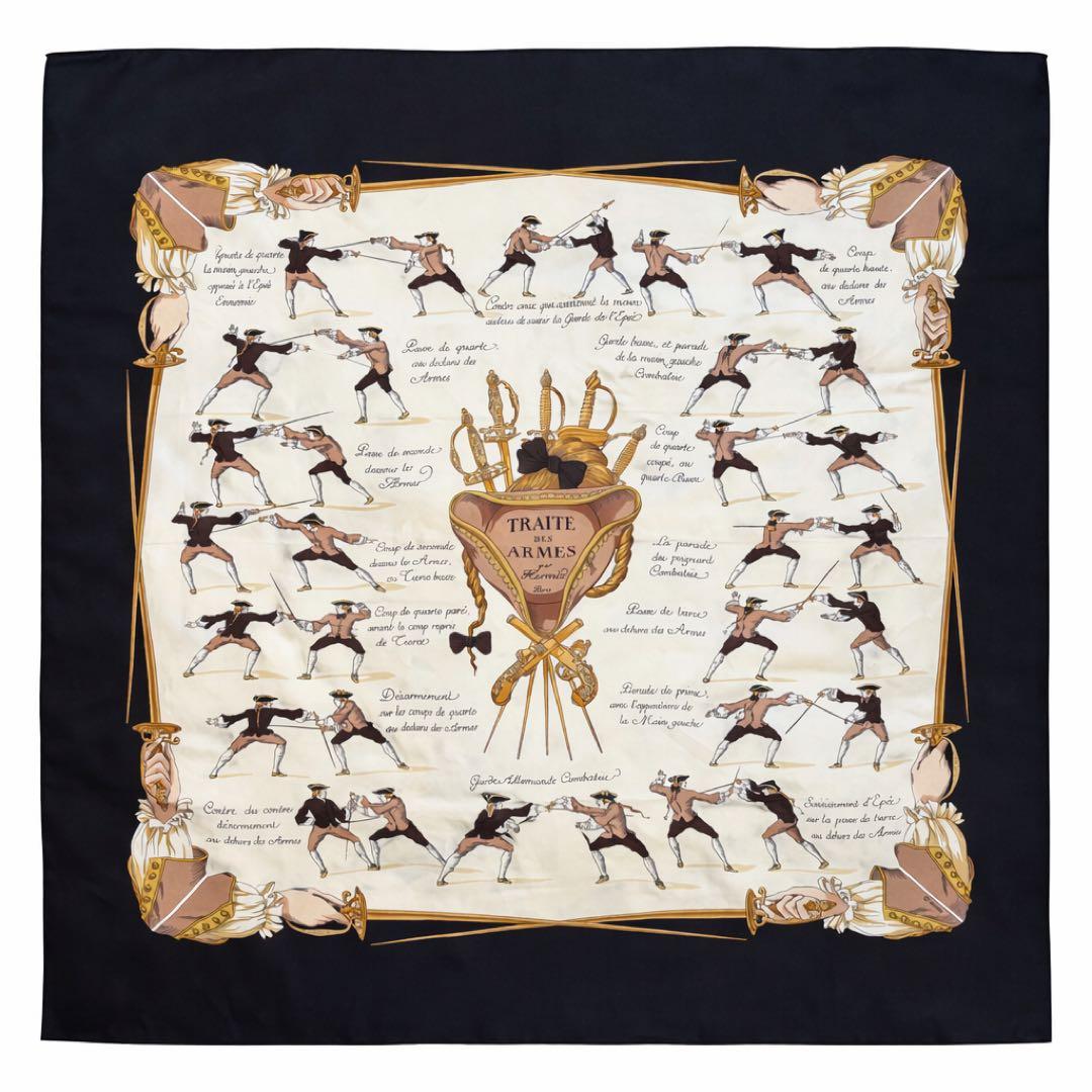 HERMÈS】スカーフ カレ90 フェンシング柄