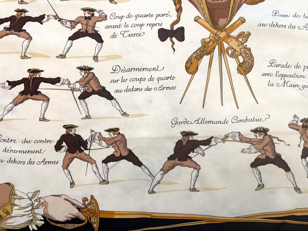 HERMÈS】スカーフ カレ90 フェンシング柄