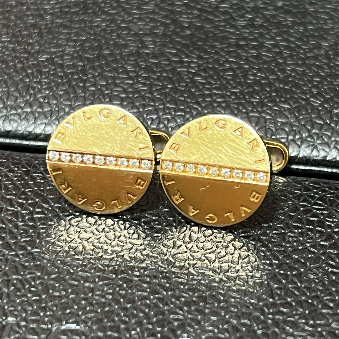 ブルガリ BVLGAI ダブル ロゴ ダイヤ カフス K18 イエローゴールド 楽天市場】ブルガリ カフス カフリンクス K18YG パヴェダイヤ ブルガリ