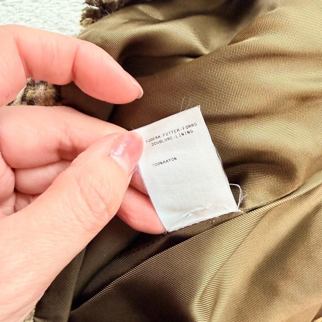 ❁ MOSCHINO ツイードロングコート フリンジ イタリア性 ノーカラー