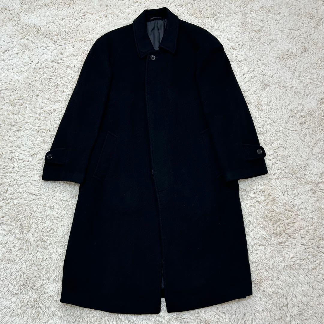 【カシミヤ100%】PER VALENTINO ロング丈 ステンカラーコート 黒