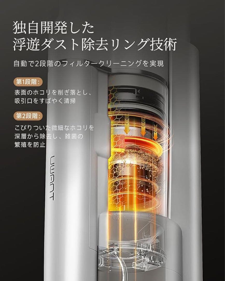コードレス掃除機　業界初　生体模倣型除塵リング　自動ゴミ収集ドック　3in1