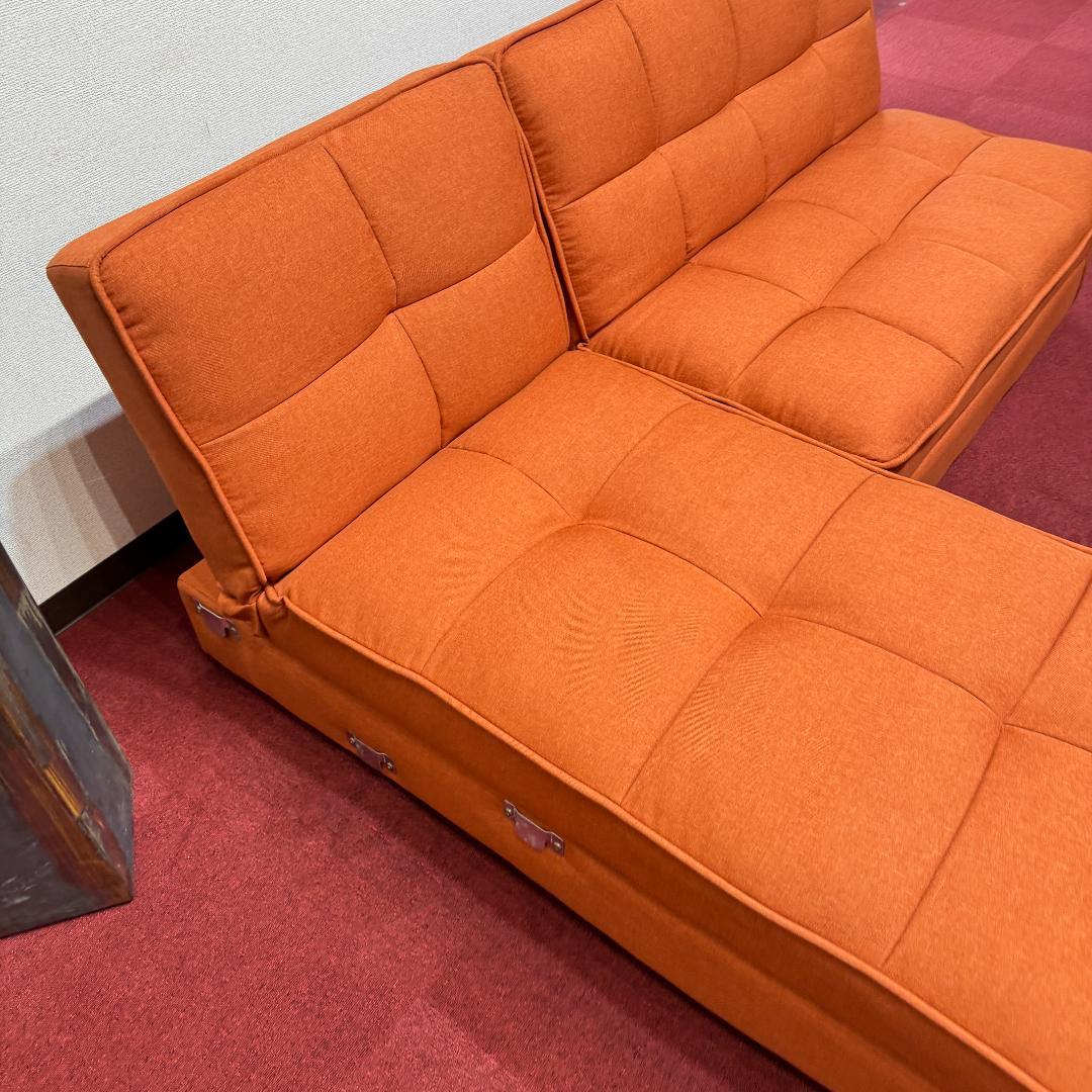 超美品L字型ソファー　収納有　オシャレなレンジ色