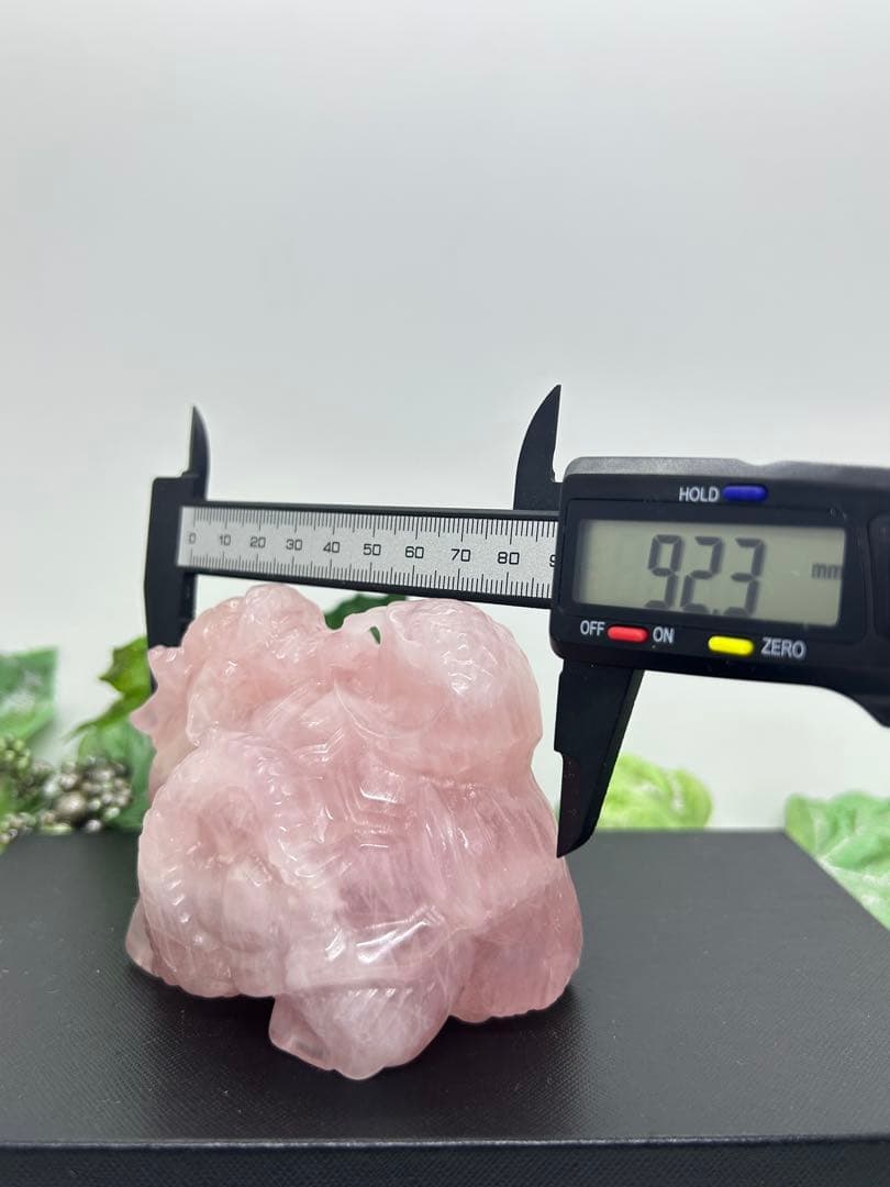天然石ローズクォーツ　玄武龍亀置物　No.1865