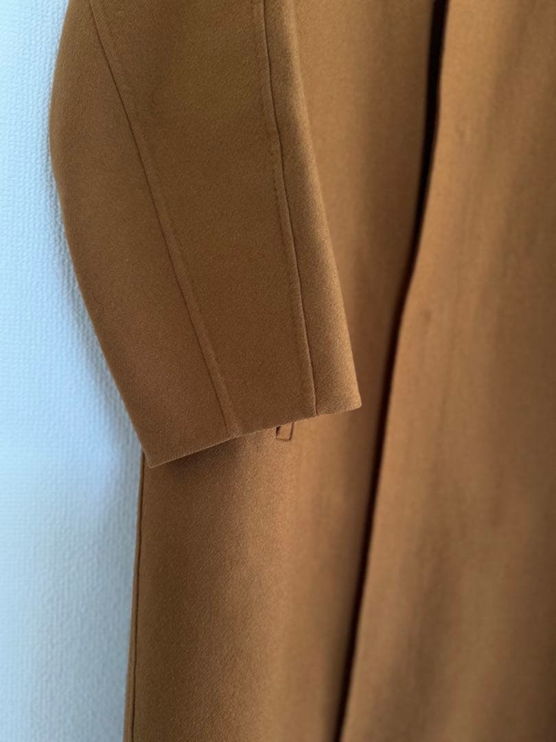 DRAWER キャメル ノーカラー リバーコート