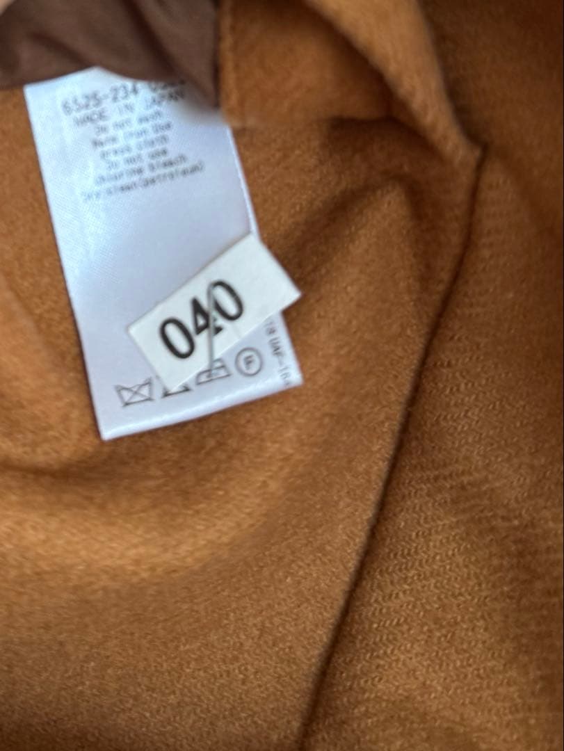 DRAWER キャメル ノーカラー リバーコート