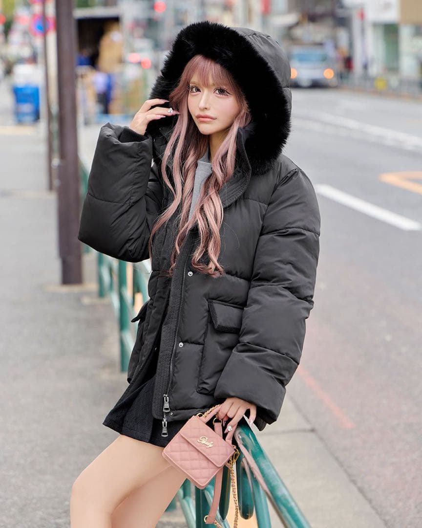 rady ファーフーディファイバーダウンコート - メルカリ