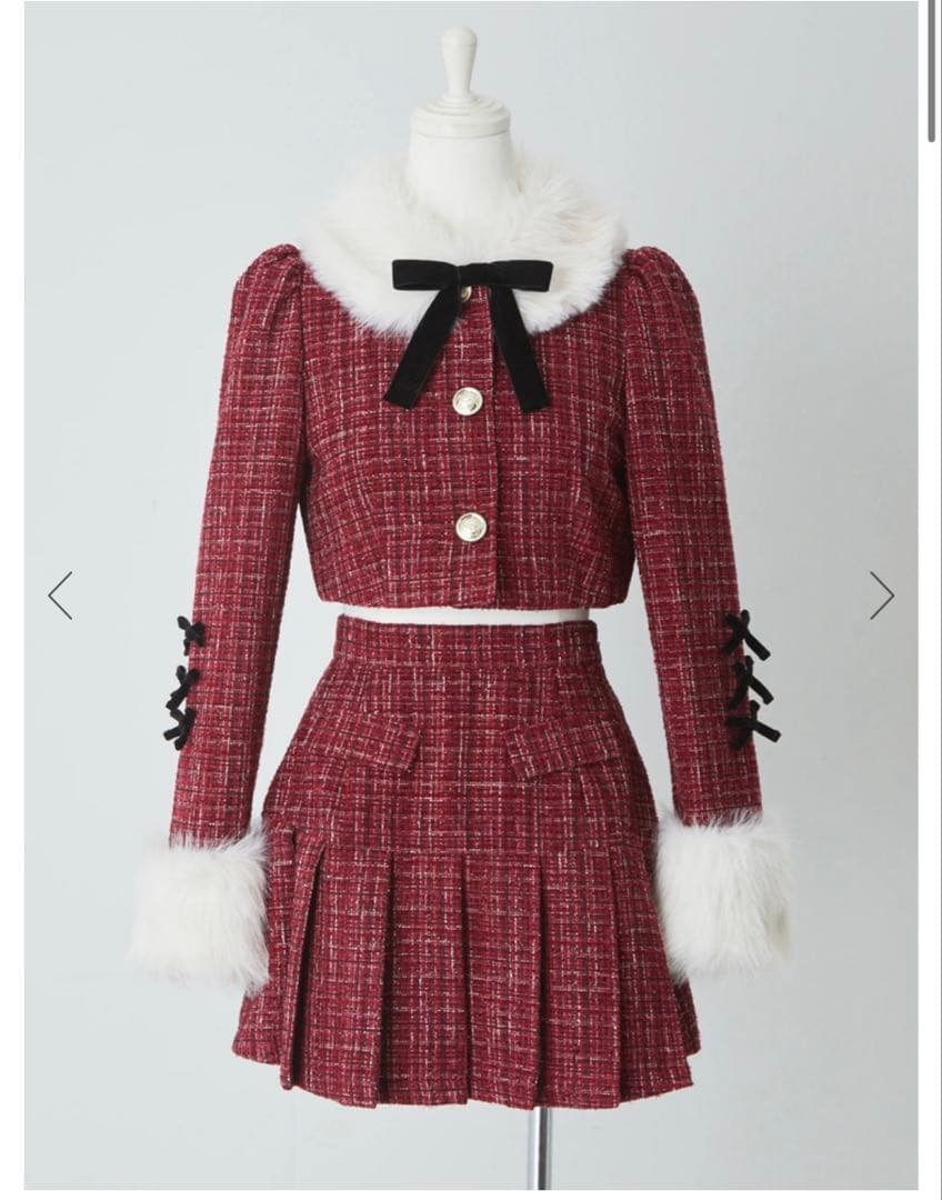 Me roirラメツイードファージャケット・プリーツラメツイードスカート