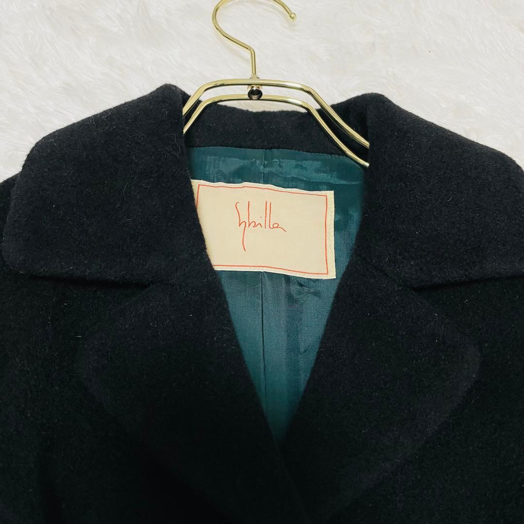 シビラ アンゴラ混ベルテッドコート ベルト付き M ブラック 日本製