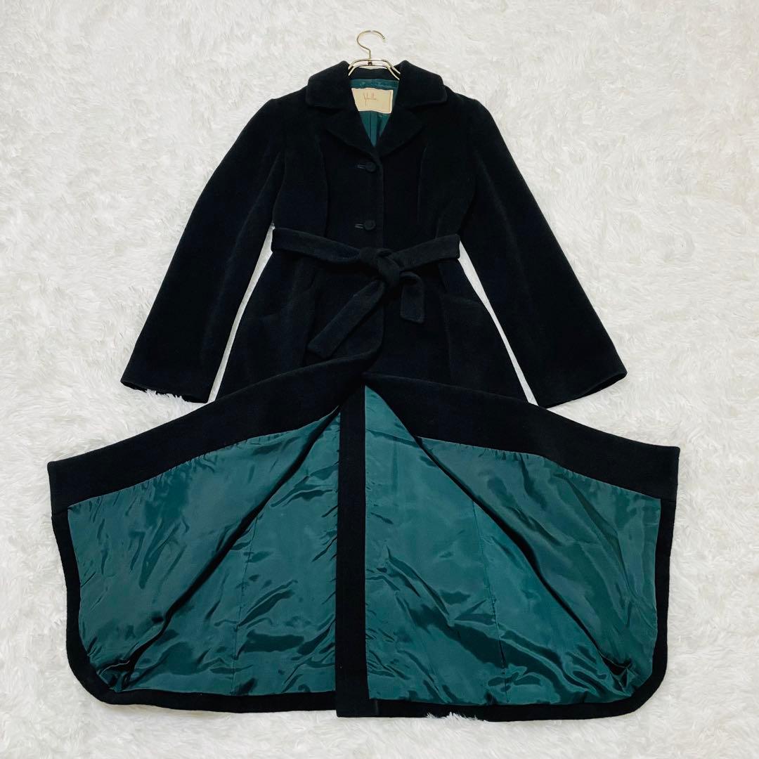 シビラ アンゴラ混ベルテッドコート ベルト付き M ブラック 日本製