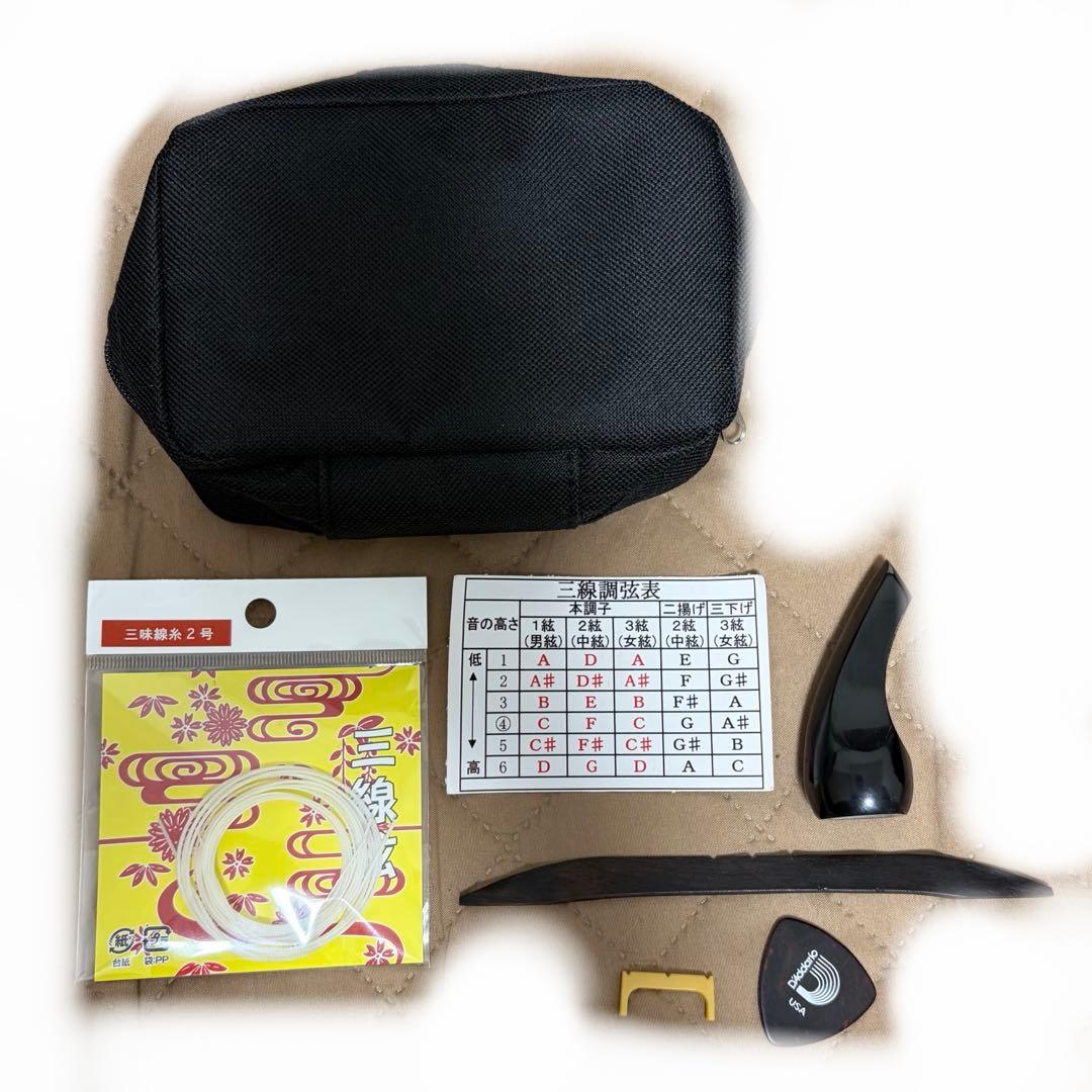 三線本体 人工蛇革　ソフトケース付き　スタンド付き　沖縄　琉球