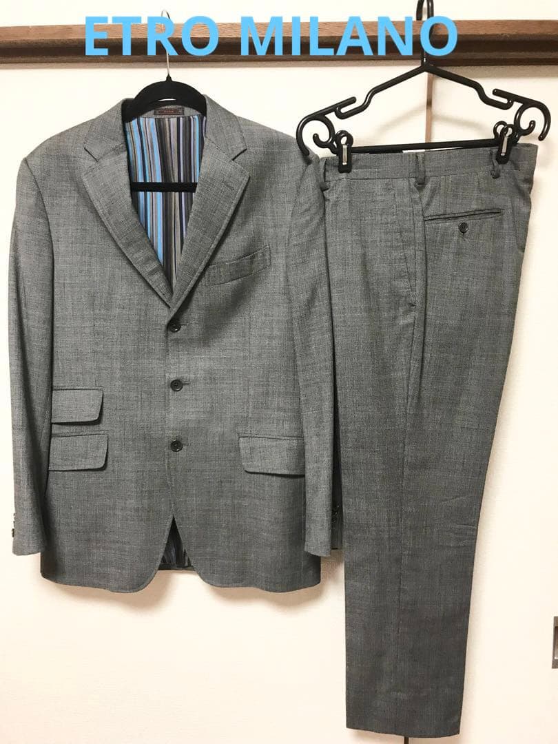 ♡美品♡メンズ エトロ ミラノウール グレー ジャケット&パンツ スーツ