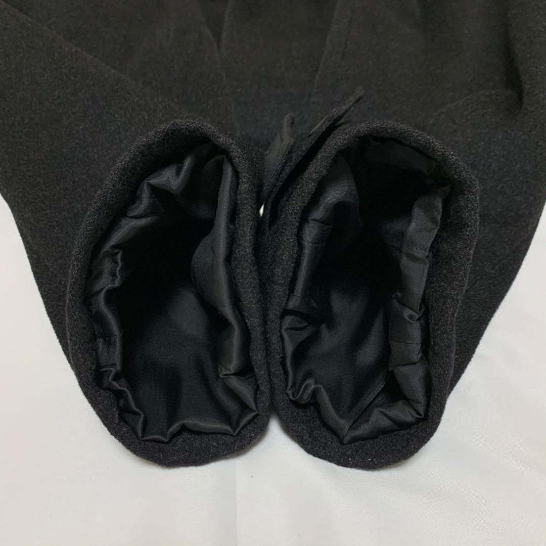 マキシ丈ステンカラーコート　ブラック　ウール生地+カシミヤ混　超ロング丈