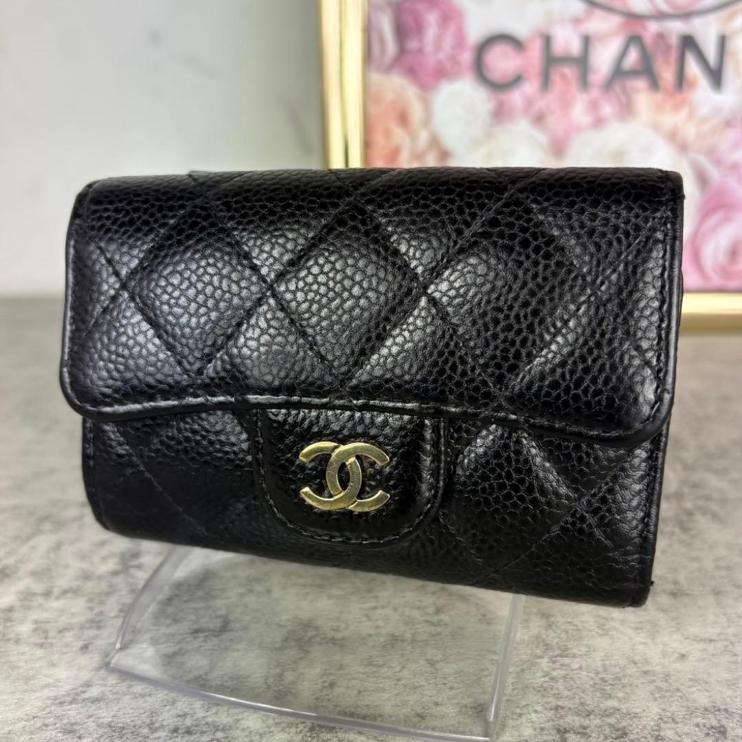 CHANEL キーリング　キーケース　マトラッセ　キャビアスキン　カードケース