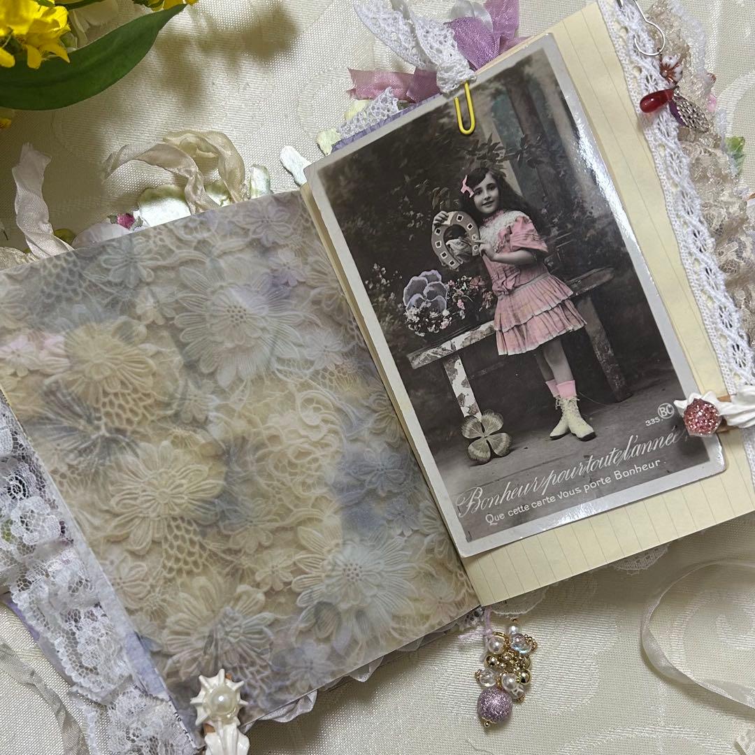 薔薇とレースのジャンクジャーナル・雑記帳　パンジー　For Ynu