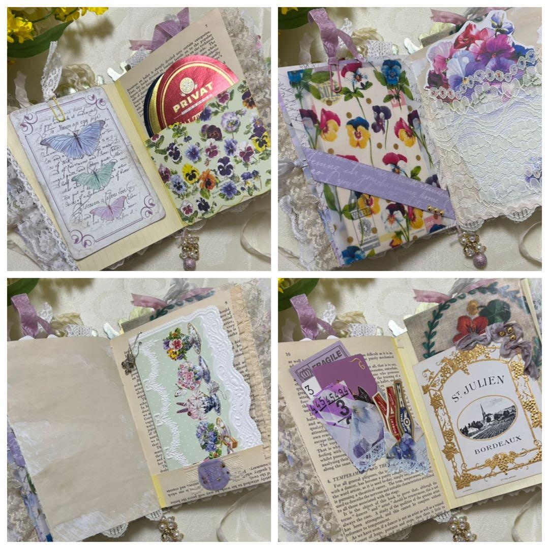 薔薇とレースのジャンクジャーナル・雑記帳　パンジー　For Ynu