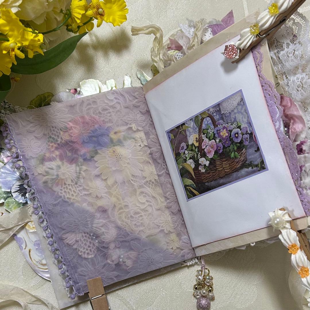 薔薇とレースのジャンクジャーナル・雑記帳　パンジー　For Ynu