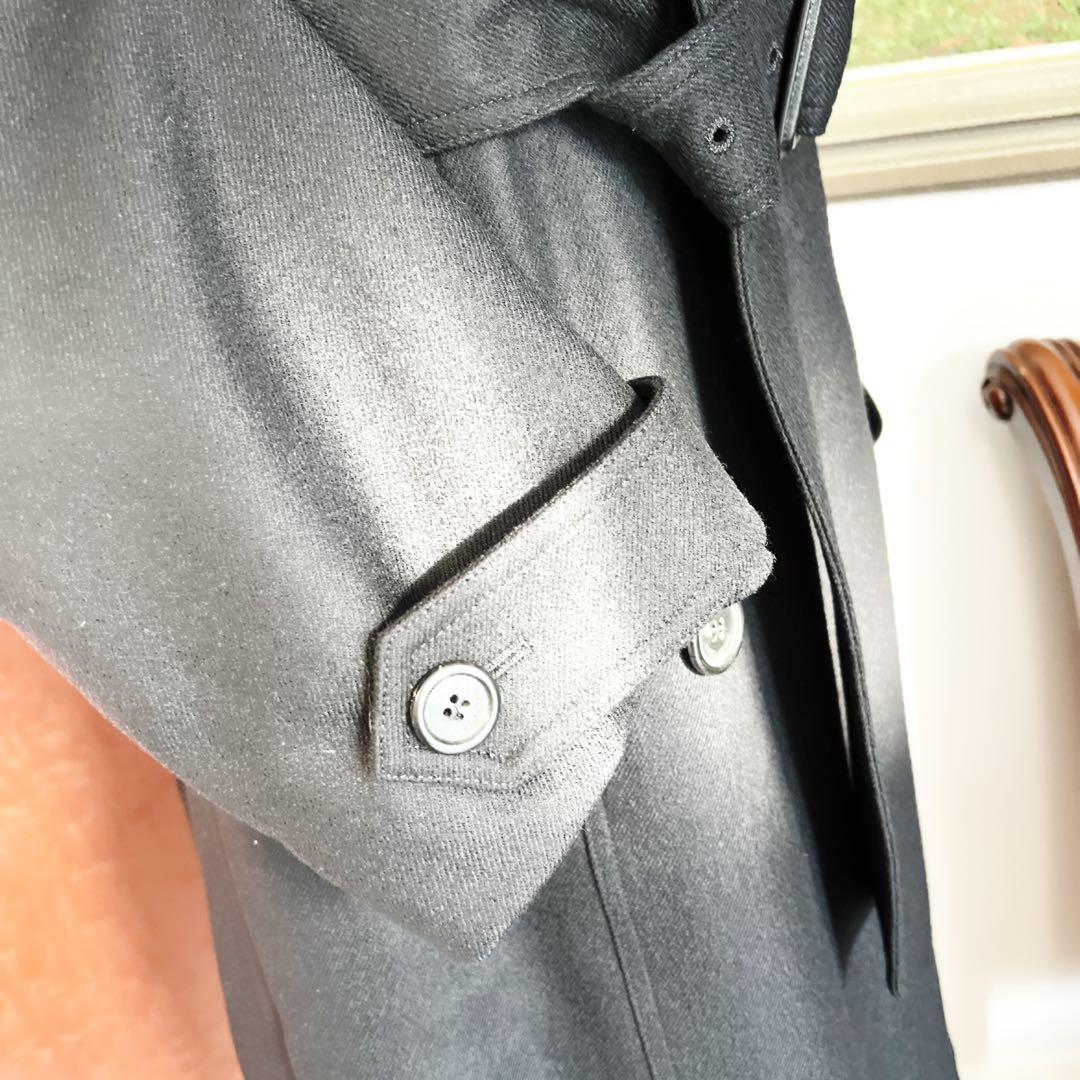 美品　サンローラン パリ カシミアブレンド ロング　トレンチ　コート ブラック