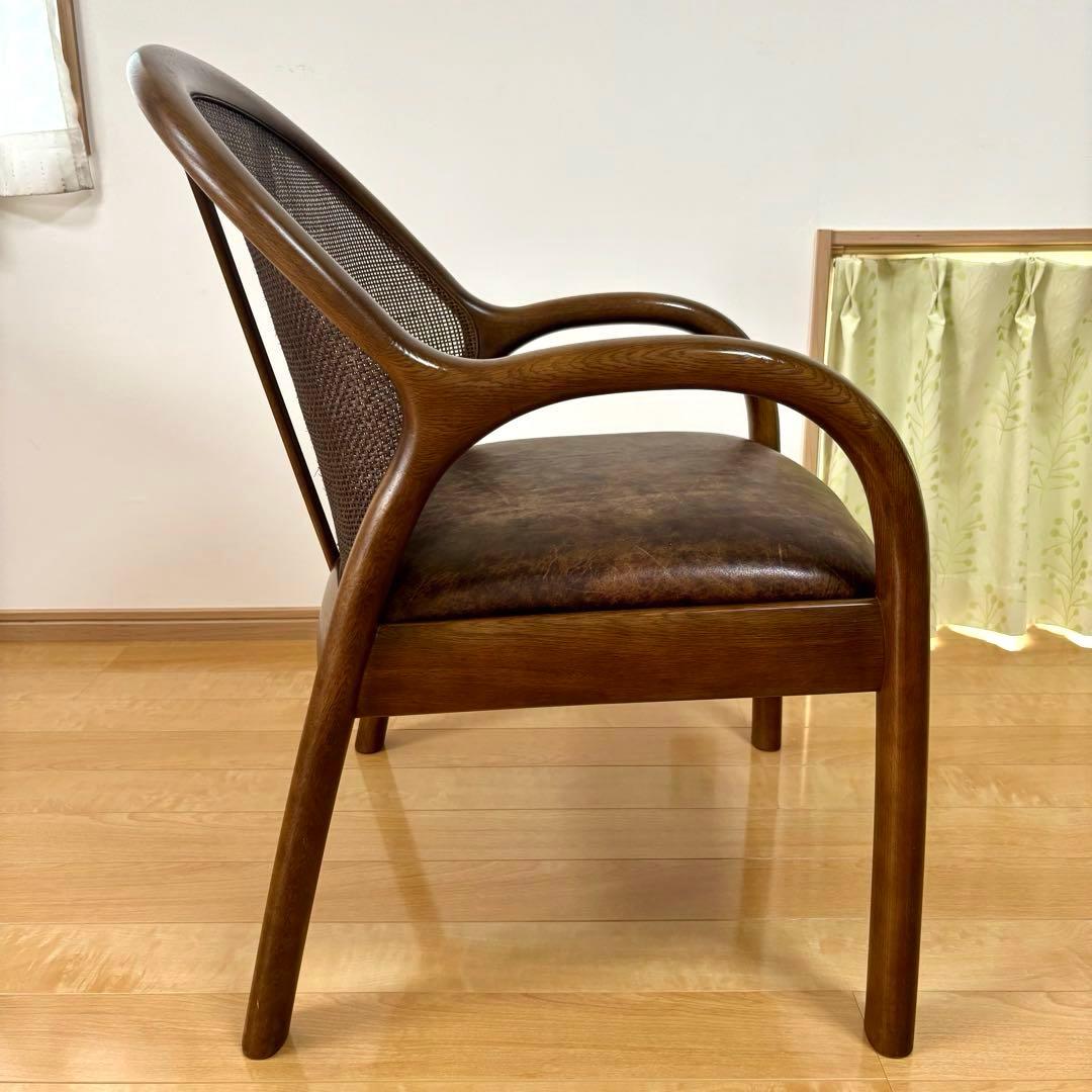 karimoku カリモク 籐 ラタン 木製 ダイニングチェア 昭和レトロ