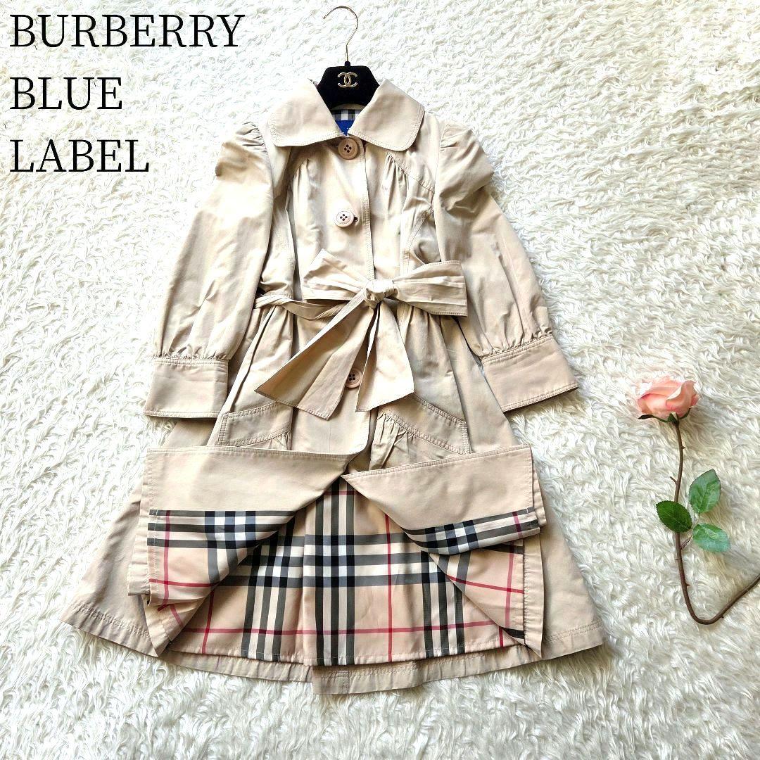 バーバリーブルーレーベル 大人可愛い フレアコート ノバチェック