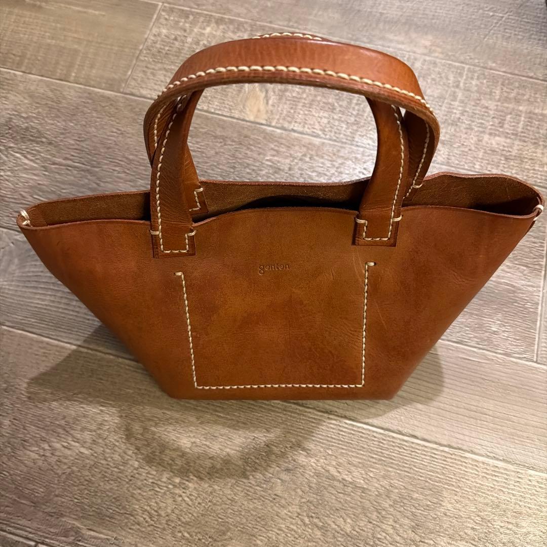 genten アマーノ　ブラウンレザー　トートバッグ　ハンドバッグ　SS